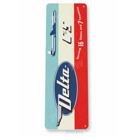 DELTA AIRLINES 11 X 4  TIN SIGN AVIATION AIRPLANE AIRCRAFT RETRO LOGO WE LOVE TO