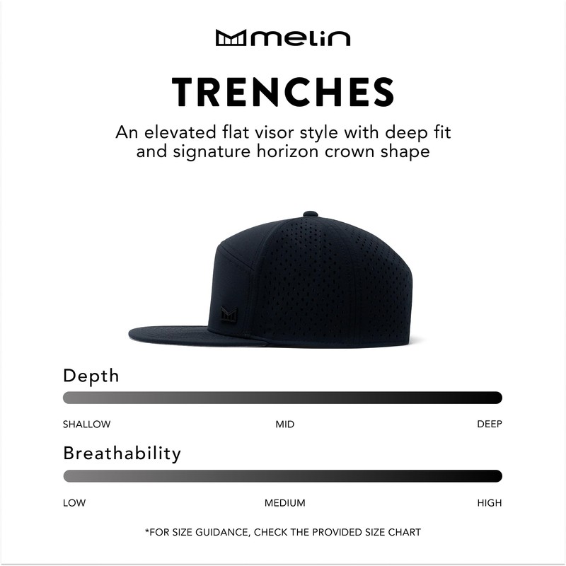 melin Trenches Icon Hydro, Heather Grey, Men's Performance Snapback Hats,