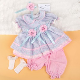Babyfere Reborn Baby Doll Clothes 22 inch Girl Outfits Suitable for 22-24 Inch Flower Dress Baby Dolls Clothes Accessories