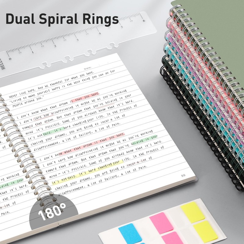 RETTACY Notebook B5 Lined, Lightweight Ring Binder, Diary 70 Sheets