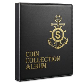 MUROAD Coin and Currency Collection Book Album, Include 130 Pockets Coin Collecting Book Holder, 60 Pockets Paper Money Currency Collection Supplies Holders (Coin & Currency Binder)