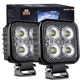 Nilight 2PCS 3Inch Led Pods Square 1500LM Built-in EMC Work Light 90 Degree Flood Beam Angle for Offroad Side Rear Back-Up Reverse Lamps for Tractor Truck Motorcycle Boat ATV UTV
