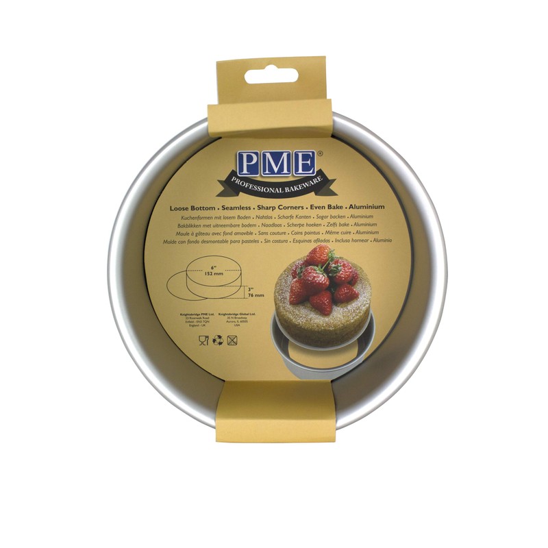 PME LBR063 Kuchenformen mit losem boden 6" x 3", Silber