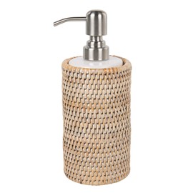 Kouboo La Jolla Rattan Liquid Soap Dispenser (12 fl.oz.), White-Wash