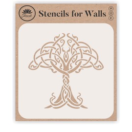 Celtic Tree of Life Stencil, 3" x 3" (S) - Stencils for Walls - Original Stencils for Walls - Original Traditional Irish Knot Tree Design Stencil