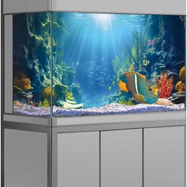 Dtekoj 30 x 12 pulgadas, fondo de acuario con fondo de piso marino natural, efecto 3D, fondo de terrario artístico con 8 cintas de EVA de doble cara