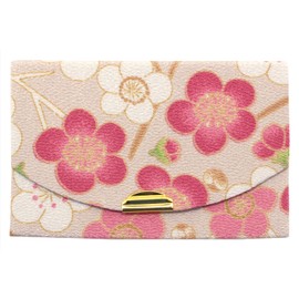 Komon Kobo Business Card Case with Snaps Futagoshi Crepe Kyoto Japanese Komono Edo Komon 0603, modern plum (pink)
