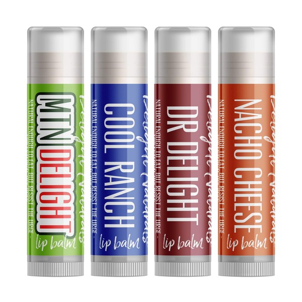 Delight Naturals Snack Time Lip Balm Gift Set - MTN Delight, Cool Ranch, Dr Delight, Nacho Cheese