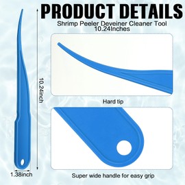 Gisafai 6 Pcs Shrimp Peeler Plastic Deveiner Cleaner Tool for Kitchen Shrimp Deveining Peel Tool, 10.2 Inch(Blue)