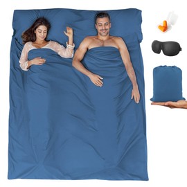 BREENHILL Double Sleeping Bag Liner,Camping Sheets & Travel Sheet, Hostels & Traveling Adult Sleep Sack for Backpacking, Hotels Lightweight Camping Sleeping Bag Liners