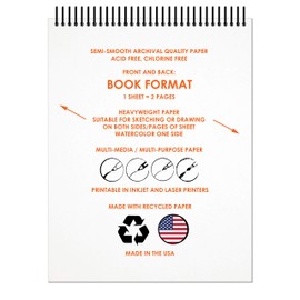 Design Ideation Watercolor Sketch Book. Spiral Bound, Watercolor Paper Sketchbook for Pencil, Ink, Marker, Charcoal and Watercolor Paints. Great for Art, Design and Education. (8.5" x 11")