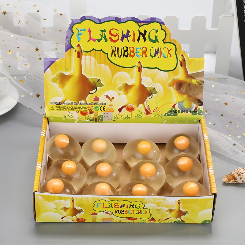 12pcs Yolk Stress Ball High Elasticity Smooth Egg Splat Ball