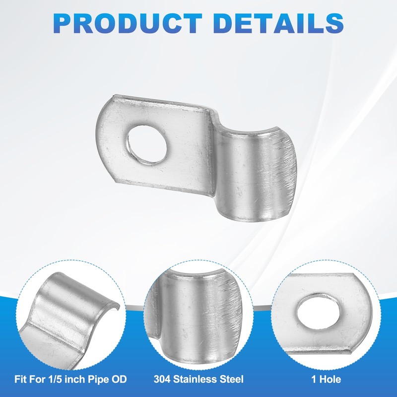 PATIKIL 8mm Rigid Pipe Strap, 12 Pcs 304 Stainless Steel