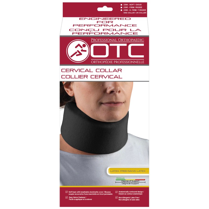 OTC Cervical Collar, Soft Contour Foam, Neck Support Brace, Black