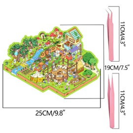 2 Sets Big DIY 3D Sticker Scene Isometric Miniature Room Sticker Therapy for Kids Adults Cute Make Your Own House Stickers for Gifts Paint by Stickers Large Size Happy Farm Sunshine Ranch (E Set)