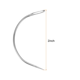 HARFINGTON 50Pcs Curved Needles 2" C Type Weaving Sewing Needles Wig Making Upholstery Big Eye for Carpet Leather Canvas Repairing Blocking Knitting