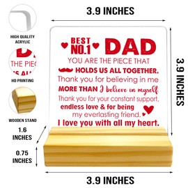 Birthday Gift Thanksgiving Day Gift for Dad,Best Dad Ever Gifts,Thank You Gift for Dad,Gift of Father's Day,Gifts for Dad from Daughter Son,Dad I Iove You with All My Heart Acrylic Plaque