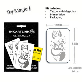 INKARTLINK Semi Permanent Tattoos, 3 Sheets of Small Temporary Tattoos, Adult Art Designs, Party Favors, Waterproof, Realistic, No Adhesive, No Reflective, Lasts 1-2 Weeks (Fox)