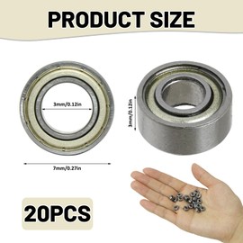 Annlpoy Pack of 20 608zz ball bearings, mini bearings, miniature double shield bearings, deep groove ball bearings, ideal for high-speed applications and robust applications 3 mm x 7 mm x 3 mm