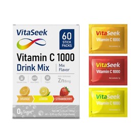 Vitamin C 1000mg Powder Packets Sugar Free Drink Mix Individual Serving Sticks Mixed Fruit Flavors Strawberry Lemon Orange On The Go Immune Support fo