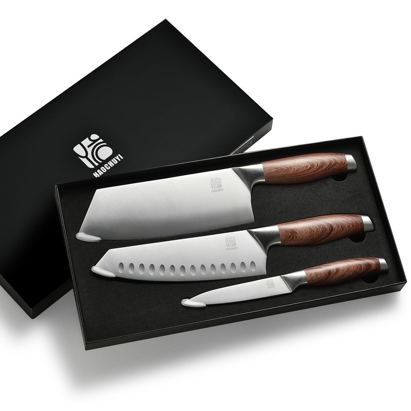 HAOCHUYI 3-Piece Professional Chef Knife Set - Ultra-Sharp Kitchen Knives