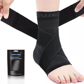 Lexniush Ankle Brace for Right/Left, Ankle Brace with Adjustable for Plantar Fasciitis, Achilles Tendon, Arthritis, Orthopaedic Foot Brace, Compression Socks for Women, Men, Sports, L