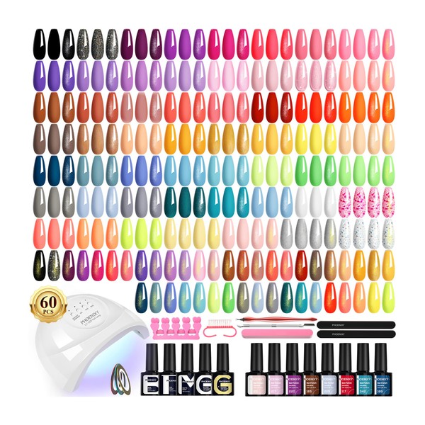 PHOENIXY 71 Pcs Gel Nail Polish Kit with U V