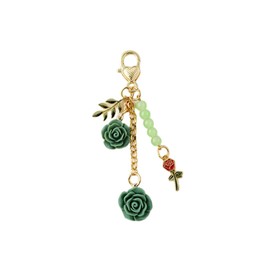 Fuqimanman2020 Rose Keychain Flower Charm Keychain with Chain Tassel Colorful Rose Pendant Keyring for Women Girls Purse Handbag Decor(Green)