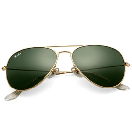 Pro Acme Classic Aviator Sunglasses for Men Women 100% Real Glass Lens (Gold/G15 Green)