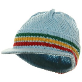 Acrylic Rasta Beanie Visor-Green Yellow Red OSFM