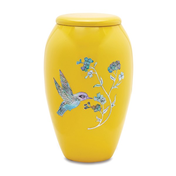 MOP Hummingbird on Yellow Adult Cremation Urn