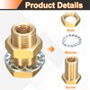 sourcing map 2Pcs Brass Bulkhead Fitting NPT 1/4" Female Double