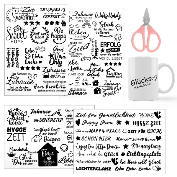 Pack of 5 Rub on Sticker Transfers Sayings, DIY Letter