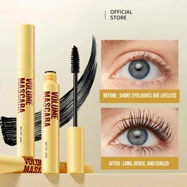 Waterproof Mascara - Black, Volumising & Lengthening Black Mascara, Waterproof & Smudge-Proof Formula for Thin Lashes, Hypoallergenic for Sensitive Eyes, with Lash Inflator Brush 2PCS