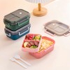 Echehi Portable Lunch Boxes, 2 Layers All-in-One Stackable Lunchbox Utensil