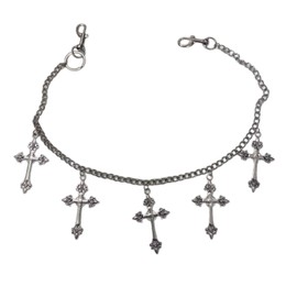 ROYALEAD Metal Punk Pant Chain Keychains for Men Women Cross Waist Chain Wallet Jeans Hip-hop Pants Belt Chains Street Jewelry