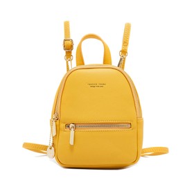 FANDARE Backpacks Women's Shoulder Bag Small School Backpack Elegant Handbag Casual Daypacks Girls Travel Hiking School Bag Waterproof PU Leather, yellow, Casual, elegant