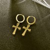 Cross Earrings 925 Sterling Silver/Black/Gold Cross Hoop Earrings Hoop Earrings