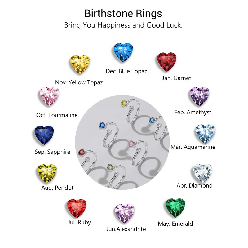 PROSILVER Adjustable Rings 925 Sterling Silver Rings for Women October