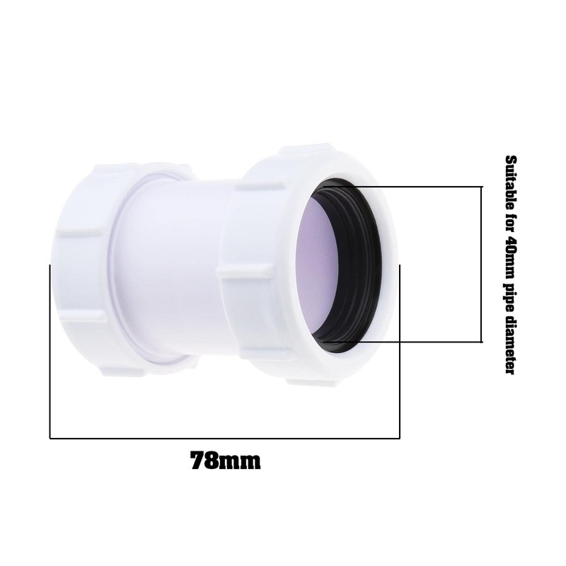 EMSea 2 Pieces Straight Pipe Connectors 40mm PP Drain Pipe
