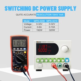 MATRIX DC Power Supply Variable, 32V 6A Adjustable Bench Power Supply 4-Digit Display 5 Sets Storage, Switching Regulated DC Lab Power Supply with Encoder Knob, Smart Fan and OCP/OVP/OTP (MPS-3206)