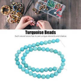 Cuentas De Turquesa, Cuentas Redondas De Piedras Preciosas De 8 Mm/0,3 Pulgadas, Cuentas De Piedra Sueltas Lisas Para Pulseras, Collares, Pendientes, Anillos, Accesorio De Decoración De Joyería DIY
