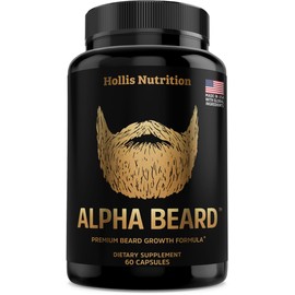 ALPHA BEARD Growth Vitamins | Biotin 10K MCG, Collagen, Keratin, Hyaluronic Acid, B-Complex, MSM | Beard DHT Blocker | Beard and Hair Growth Supplement for Men | Regrow Stronger, Healthier Facial Hair