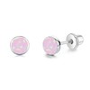 TANGPOET Pink Opal Screw Twist Back Stud Earrings for Women