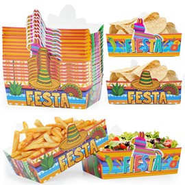 24 Pcs Mexican Food Paper Trays Candy Chips Popcorn Disposable Trays Mexican Theme Birthday Party Supplies
