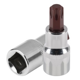 T55 Torx Bit Socket Set, 2PCS 60mm 1/2 Drive x T55 Star Bit Socket Extra Long Torx Driver Socket Heavy-Duty S2 Alloy Steel Allen Key Socket for Ratchet Wrench Slide Bar Auto Repair and DIY