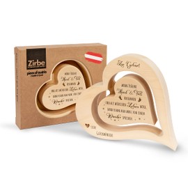 sagl.tirol Heart made of pine wood with floating inside heart and engraving [100% natural product] baby gift boy I baby gift girl I baby gift I gift birth I wooden hearts I for birth