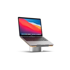 HumanCentric Laptop Riser for Desk in Maple Wood Top and Space Gray Aluminum Base, Compatible with MacBook and Other Laptops Up to 16 Inches, Ergonomic Computer Holder, 25-Degree Angle Tilt