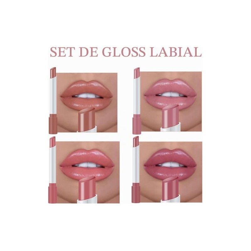 4 PCS Labiales, Balsamo Labial, Labial Hidratante, Mate Lápiz Labials,