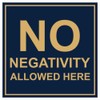 Signs ByLITA Square No Negativity Allowed Here Sign(Navy Blue/Gold) -